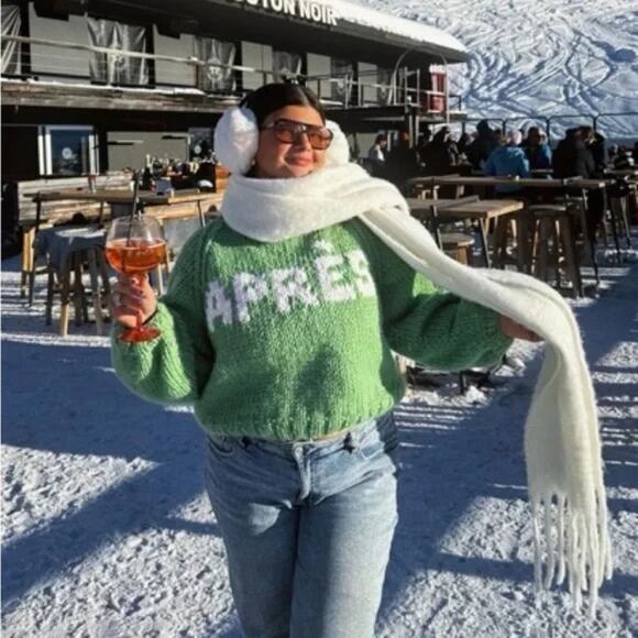 Pink Lily Après Lime Green Chunky Knit Sweater Size Small - Picture 5 of 7